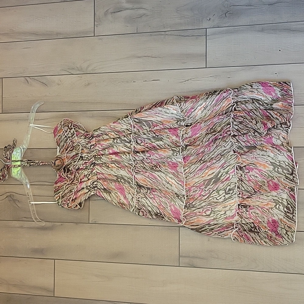 Epic Threads Girls Animal Print Full Length Tiered Halter Dress - Size Large